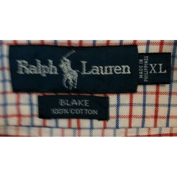 Polo Ralph Lauren Blake Men's XL Button Down Blue Red White Plaid Brown Pony - Picture 6 of 8